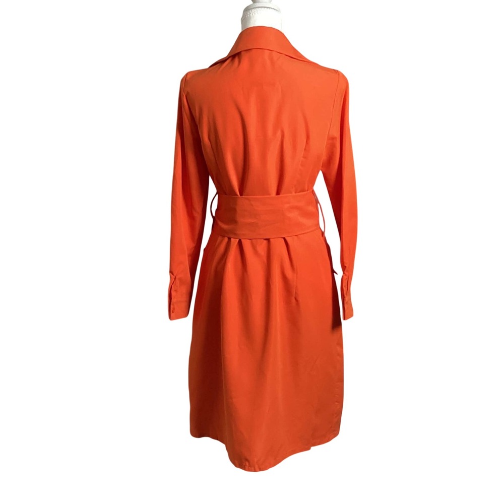 Mermaigirl Women Dress Size M Orange Long Sleeve Belted Wrap Midi Dress NWT - Picture 2 of 11